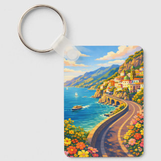 Llavero Amalfi Coast Italy Riviera Vintage Travel Keychain