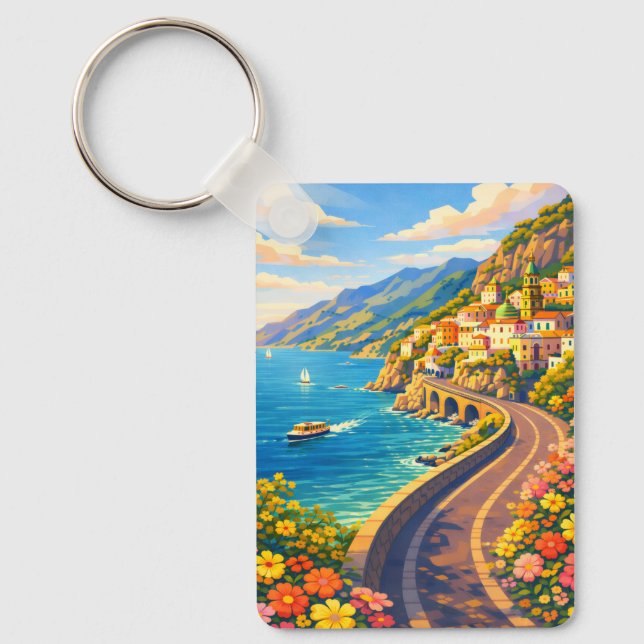 Llavero Amalfi Coast Italy Riviera Vintage Travel Keychain (Anverso)