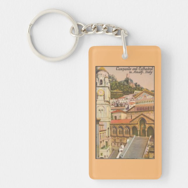 Llavero Amalfi, Italia Vintage Travel Postcard Keychain (Frente)
