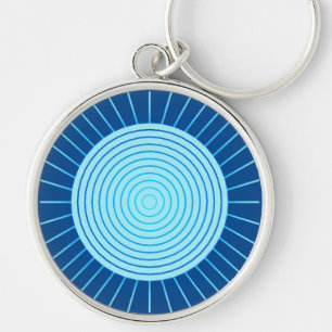 Llavero Amanecer geométrico moderno - Azul cobalto y Aqua
