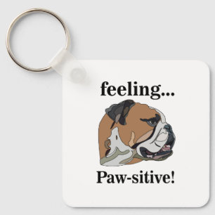 Llavero Amante de Bulldog Inglés con Sentimiento Positivo