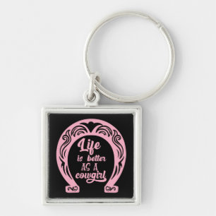 Llavero Amante de Caballo Rosa Vaquera Rodeo Herradura