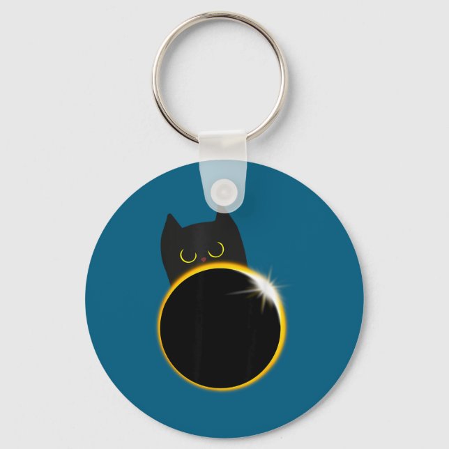 Llavero Amante de Gato Negro Eclipse Solar (Anverso)