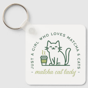 Llavero Amante de matcha y gatos divertida solo una chica