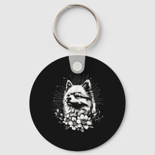 Llavero Amante de perro pomerania tatuaje estilo retro