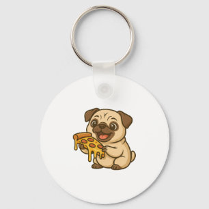 Llavero Amante de pizza de pug perro personalizado