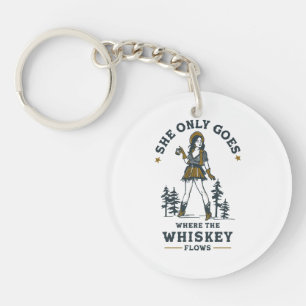 Llavero Amante de Whisky Vaquera Occidental Vintage Divert