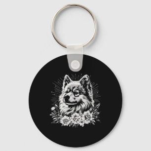 Llavero Amante del estilo de tatuaje Keeshond perro retro
