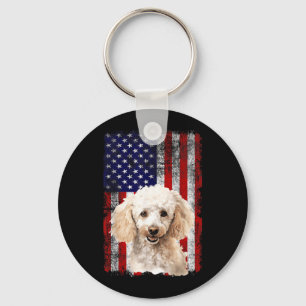 Llavero Amante del perro caniche bandera de EE. UU. 4 de j