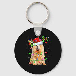 Llavero Amante del perro Chow Chow Luces de Navidad Santa