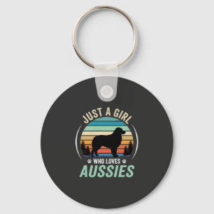Llavero Amante del perro pastor australiano Retro Atardece