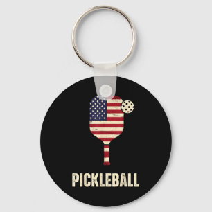 Llavero Amante del pickleball y paddleball con bandera de 
