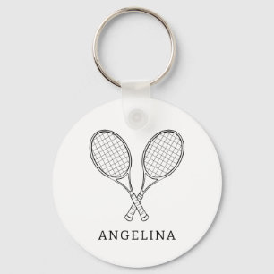 Llavero Amante del tenis de raqueta negra moderna personal