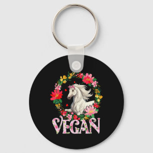 Llavero Amante vegano de flores de caballo lindo círculo d