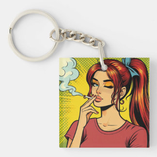 Llavero Amantes de fumar | Arte pop | Chica fumadora | Cig