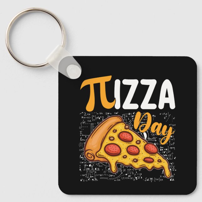 Llavero Amantes de las matemáticas del Día de la Pizza (Anverso)