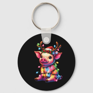Llavero Amantes de los animales de granja Cerdo con Navida