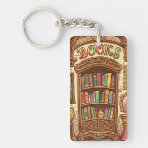 Llavero Amantes de los libros estante de libros de dibujos