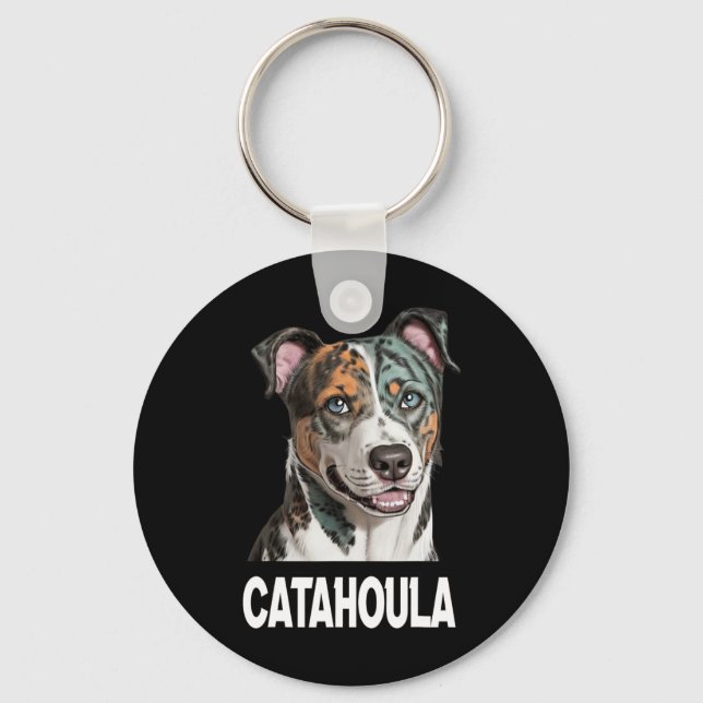 Llavero Amantes De Mascotas Del Arte De Perro De Catahoula (Anverso)