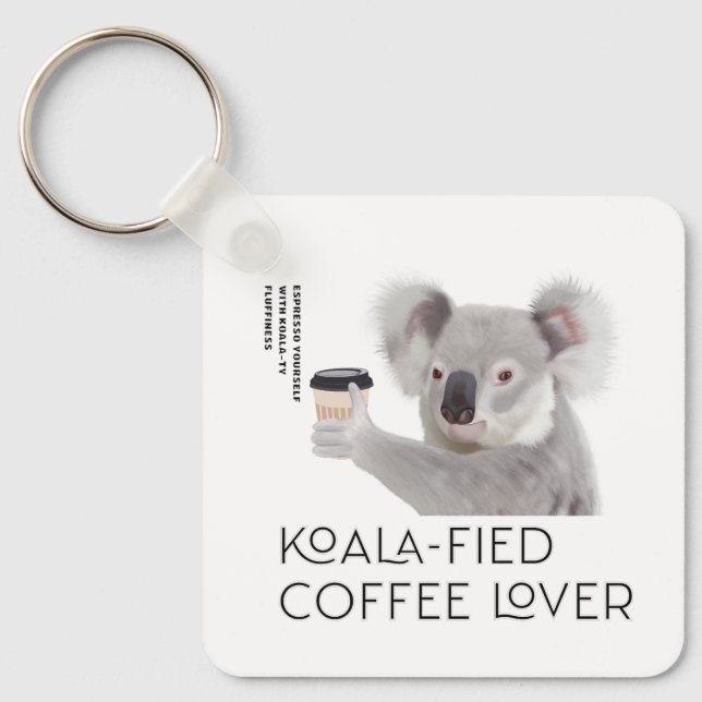 Llavero Amantes del café Fluffy Koala Pun (Anverso)