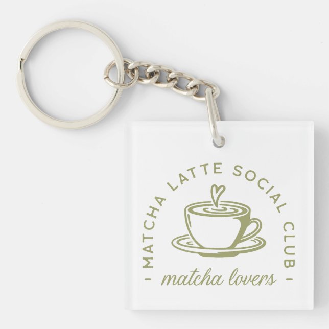 Llavero Amantes del latte de Matcha club de chica estético (Frente)