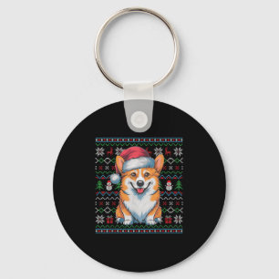 Llavero Amantes del perro de Corgi feos navideños suéter S