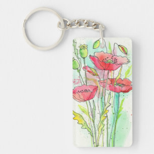Llavero Amapolas pintadas de la acuarela