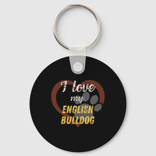 Llavero Amar a mi perro Bulldog inglés (Anverso)