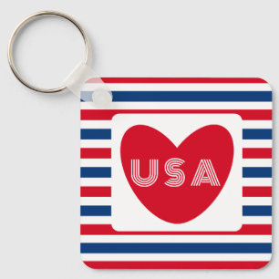 Llavero Amar el corazón divertido patriótico rojo blanco a