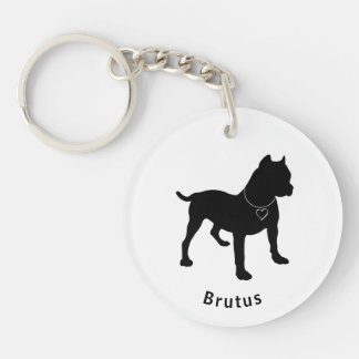 Llavero Amar Mi Personalizable Pittie Dbl Lado Keychain
