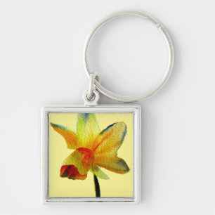 Llavero Amarillo Daffodil acuarela arte Primavera Flor