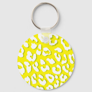 Llavero Amarillo de impresión Leopardo blanco