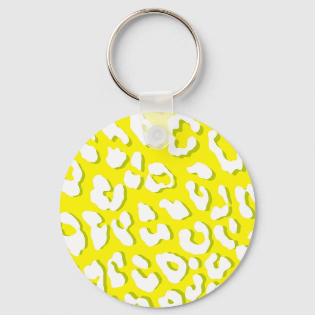Llavero Amarillo de impresión Leopardo blanco (Anverso)