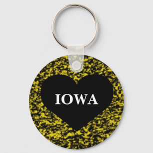 Llavero Amarillo del corazón de Iowa