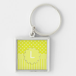 Llavero amarillo del monograma del lunar y de las