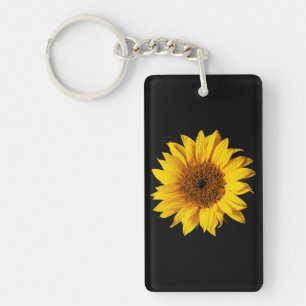 Llavero Amarillo girasol en negro - Flores solares persona