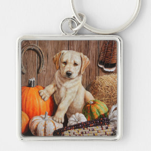 Llavero Amarillo Labrador Recuperador Calabaza de Perro Pu