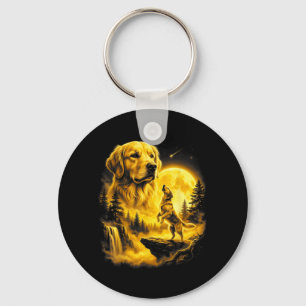 Llavero Amarillo Labrador Retriever Aullando a La Luna Art