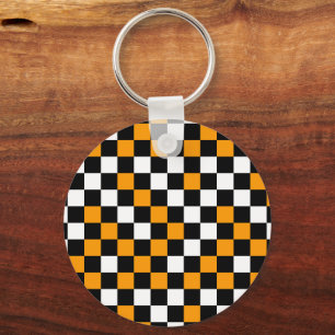 Llavero Amarillo Negro y Blanco Cuadros 