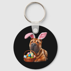 Llavero Amarrón lindo Oído Chino Shar-pei Perro Huevo de P