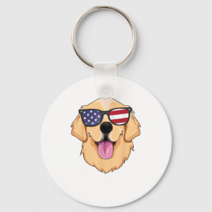 Llavero America Golden Retriever 4 de julio para hombres