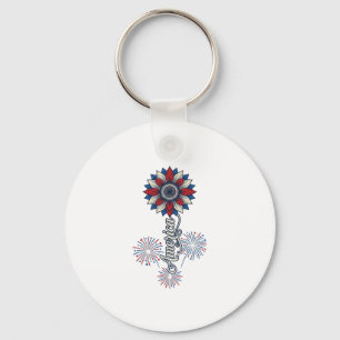 Llavero América Patriótica Flores Fuegos Artificiales Dise
