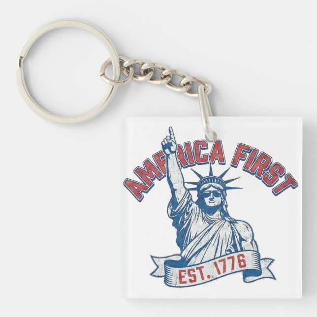 Llavero AMÉRICA PRIMERO - Est. 1776 (Frente)