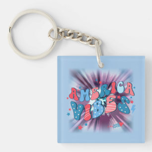 Llavero America Vibe - Groovy Retro Patriótico 4 De Julio