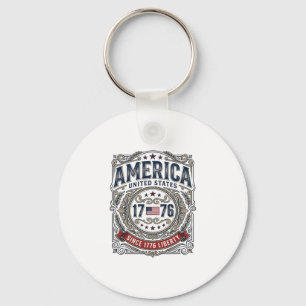 Llavero América Vintage 1776 Patriótica Libertad