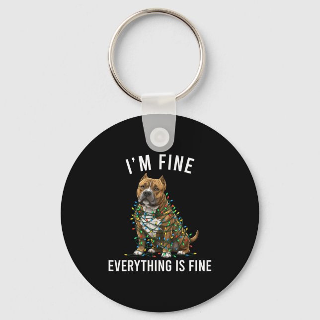 Llavero American Bully Christmas I'm Fine Everything Is Fi (Anverso)
