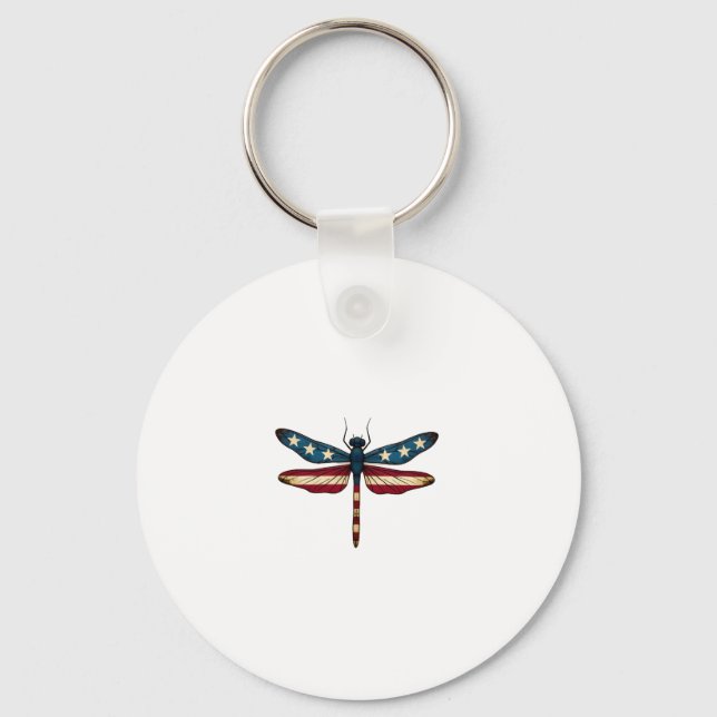 Llavero American Flag Dragonfly Patriotic 4th of July Red  (Anverso)