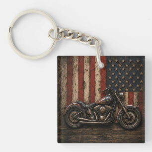 Llavero American Flag Motorcycle Patriotic Biker Garage De