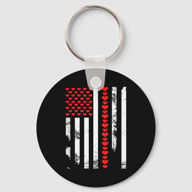 Llavero American Flag Patriotic Valentines Day Clic He  (Anverso)