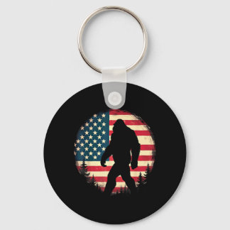 Llavero American Flag Retro Bigfoot Sasquatch Hiking